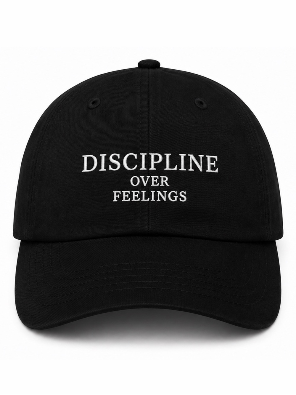 🔇Discipline Over Feelings Embroidered Black Baseball Cap Adjustable Unisex Hat